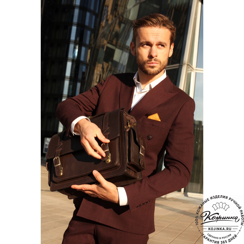 Кожаный портфель "Трансформер" (чёрный)